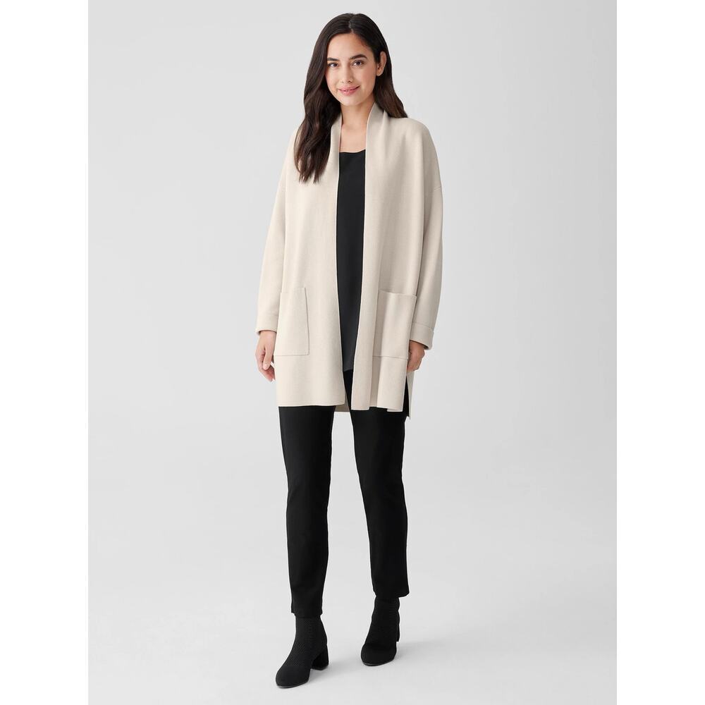 NWT Eileen Fisher S Knit Open Long Cardigan in Bone White